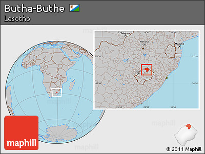 Gray Location Map of Butha-Buthe