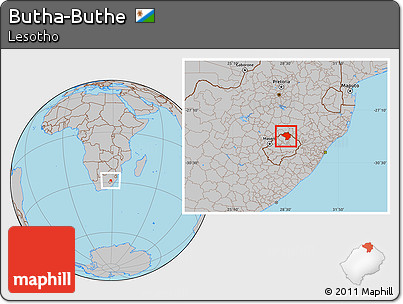 Gray Location Map of Butha-Buthe