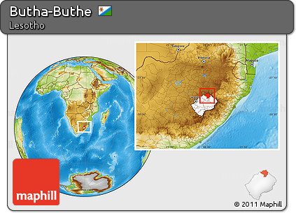 Physical Location Map of Butha-Buthe, highlighted country