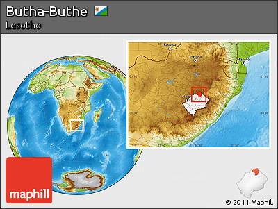 Physical Location Map of Butha-Buthe, highlighted country