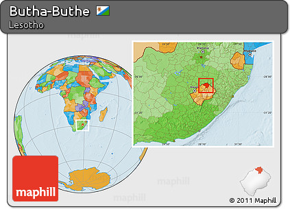 Political Location Map of Butha-Buthe, within the entire country