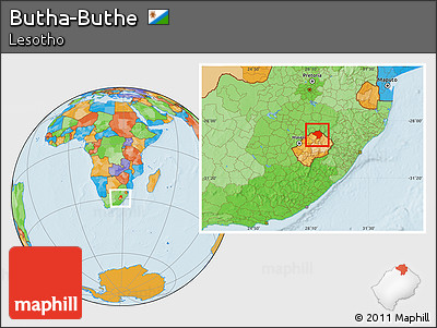 Political Location Map of Butha-Buthe, within the entire country