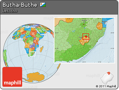 Political Location Map of Butha-Buthe, within the entire country