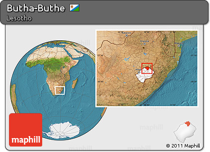 Satellite Location Map of Butha-Buthe, highlighted country
