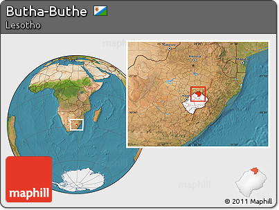 Satellite Location Map of Butha-Buthe, highlighted country