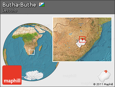 Satellite Location Map of Butha-Buthe, highlighted country
