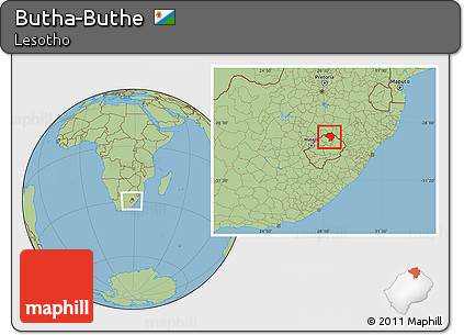 Savanna Style Location Map of Butha-Buthe, within the entire country