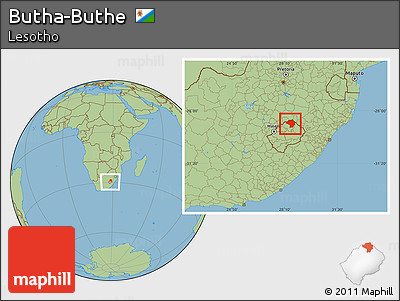 Savanna Style Location Map of Butha-Buthe, within the entire country