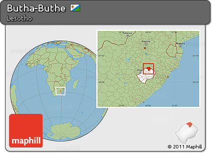 Savanna Style Location Map of Butha-Buthe, highlighted country