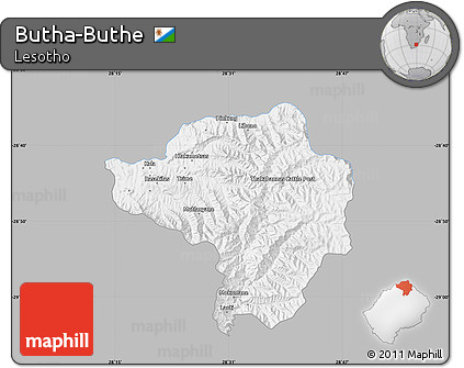 Gray Map of Butha-Buthe, single color outside