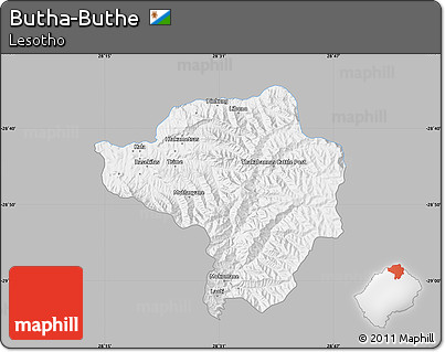 Gray Map of Butha-Buthe, single color outside