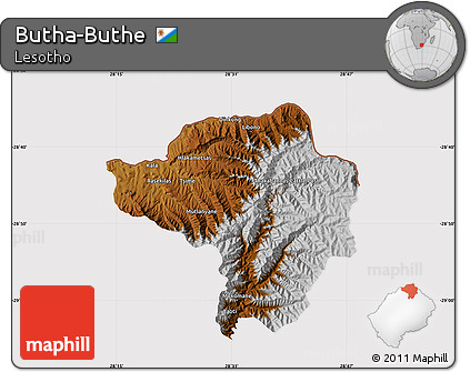 Physical Map of Butha-Buthe, cropped outside