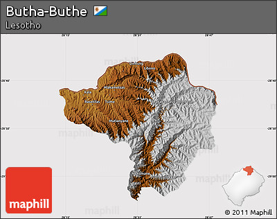 Physical Map of Butha-Buthe, cropped outside