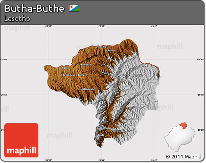 Physical Map of Butha-Buthe, cropped outside