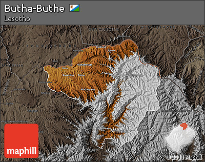 Physical Map of Butha-Buthe, darken, semi-desaturated