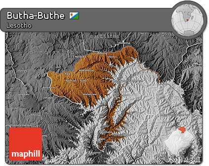Physical Map of Butha-Buthe, desaturated