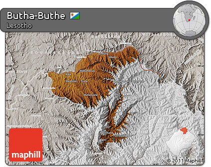 Physical Map of Butha-Buthe, lighten, semi-desaturated