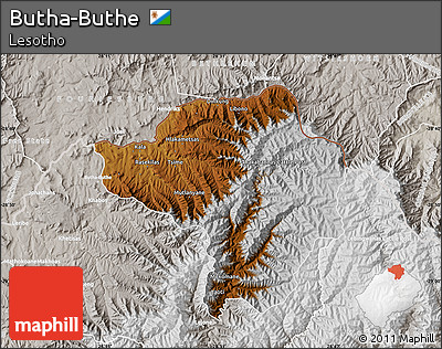 Physical Map of Butha-Buthe, lighten, semi-desaturated