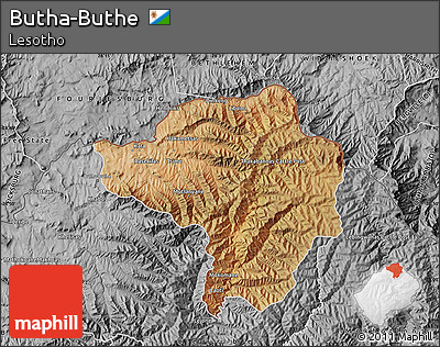 Satellite Map of Butha-Buthe, desaturated