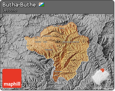 Satellite Map of Butha-Buthe, desaturated