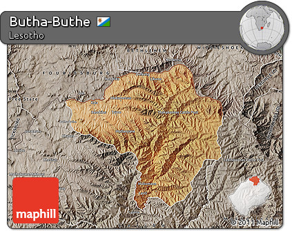 Satellite Map of Butha-Buthe, semi-desaturated