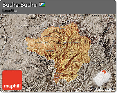 Satellite Map of Butha-Buthe, semi-desaturated