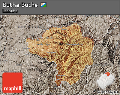 Satellite Map of Butha-Buthe, semi-desaturated