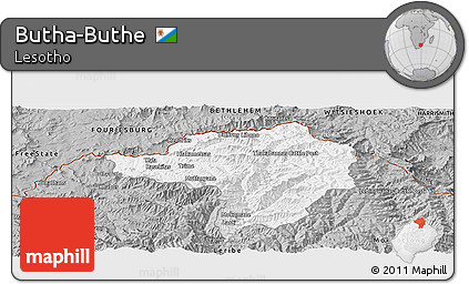 Gray Panoramic Map of Butha-Buthe