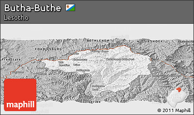 Gray Panoramic Map of Butha-Buthe