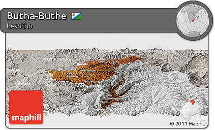 Physical Panoramic Map of Butha-Buthe, lighten, semi-desaturated