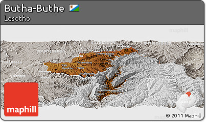 Physical Panoramic Map of Butha-Buthe, lighten, semi-desaturated