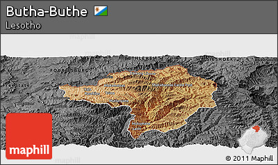 Satellite Panoramic Map of Butha-Buthe, darken, desaturated
