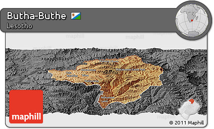 Satellite Panoramic Map of Butha-Buthe, darken, desaturated