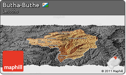 Satellite Panoramic Map of Butha-Buthe, darken, desaturated