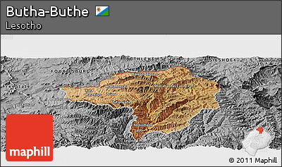 Satellite Panoramic Map of Butha-Buthe, desaturated