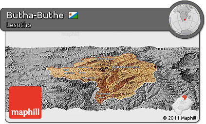 Satellite Panoramic Map of Butha-Buthe, desaturated