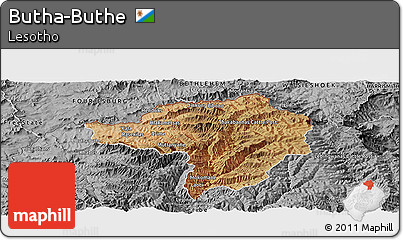 Satellite Panoramic Map of Butha-Buthe, desaturated