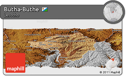 Satellite Panoramic Map of Butha-Buthe, physical outside
