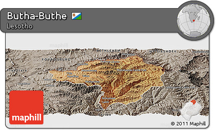 Satellite Panoramic Map of Butha-Buthe, semi-desaturated