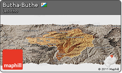 Satellite Panoramic Map of Butha-Buthe, semi-desaturated