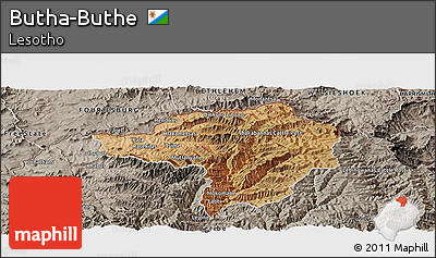 Satellite Panoramic Map of Butha-Buthe, semi-desaturated