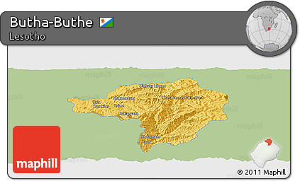 Savanna Style Panoramic Map of Butha-Buthe, single color outside