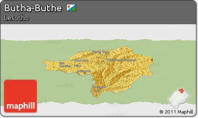 Savanna Style Panoramic Map of Butha-Buthe, single color outside