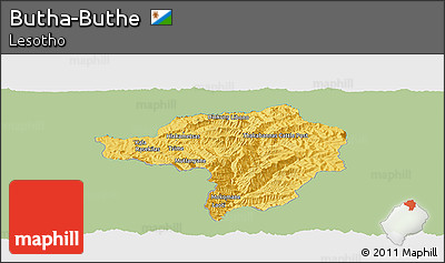 Savanna Style Panoramic Map of Butha-Buthe, single color outside