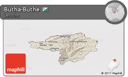Shaded Relief Panoramic Map of Butha-Buthe, cropped outside