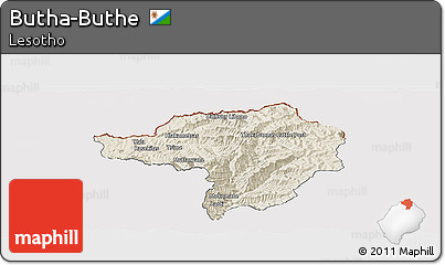 Shaded Relief Panoramic Map of Butha-Buthe, cropped outside