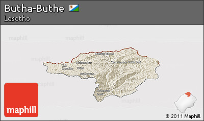 Shaded Relief Panoramic Map of Butha-Buthe, cropped outside