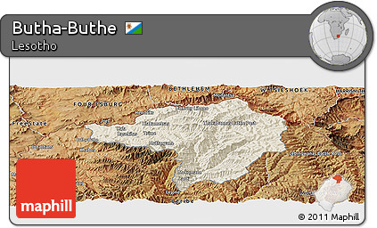 Shaded Relief Panoramic Map of Butha-Buthe, satellite outside