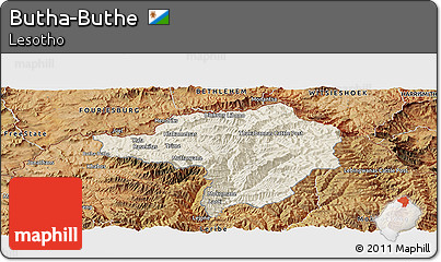 Shaded Relief Panoramic Map of Butha-Buthe, satellite outside