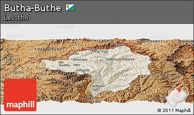 Shaded Relief Panoramic Map of Butha-Buthe, satellite outside